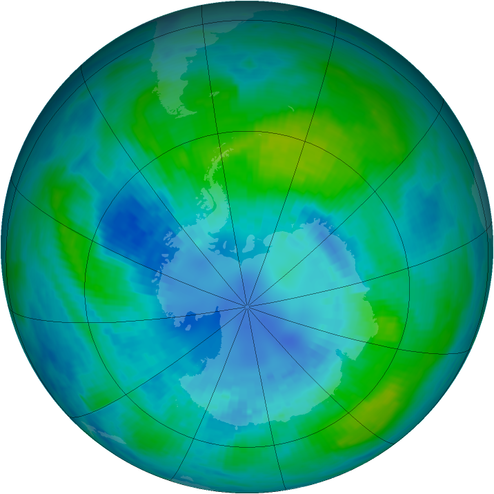 Antarctic ozone map for 08 April 1989